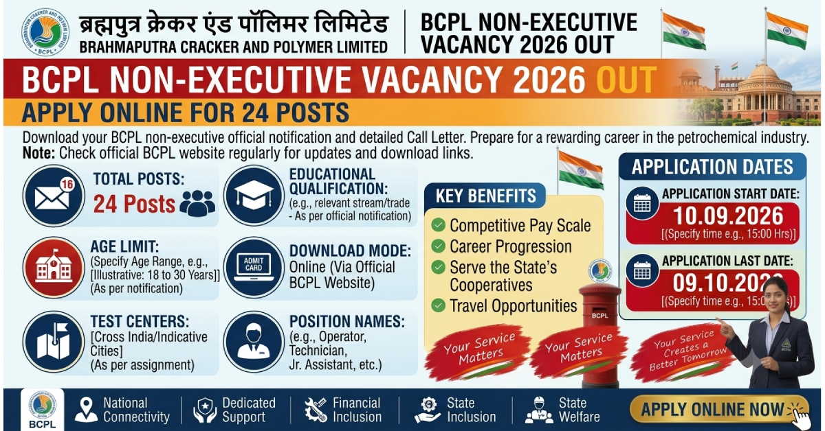 BCPL Non Executive Recruitment 2026 Apply Online
